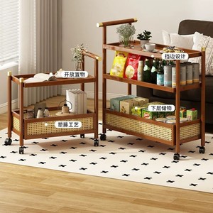 Coffee shop, bookstore, mobile retro trolley, simple <b>sofa</b>, side table, vintage multi-tiered food cart, snack storage rack - Product Image 3