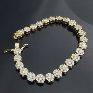 RB Gems Custom 18K Solid Gold Heart Cut Diamond Gemstone Fine Charm <b>Bracelet</b> Stylish Romantic STAR Iced Cuban GIA Party Gift - Product Image 1