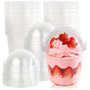 أكواب بلاستيكية شفافة صغيرة مستديرة متعددة الأحجام للحلويات مع ملاعق للمقبلات والبودينغ والموس والفواكه - Product Image 5