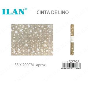 Nastro di Lino ILAN 35 X 200Cm con Motivo a Stelle Decorativo - Product Image 1