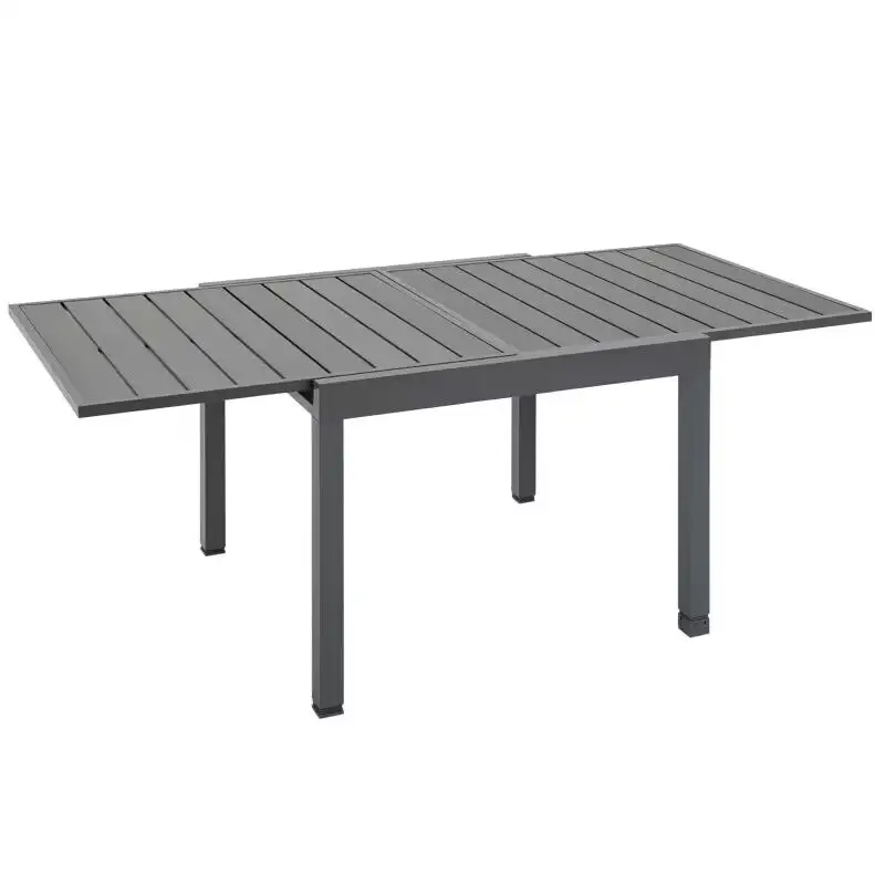 Table à manger extensible en aluminium Table à lattes d'extérieur pour 4-6 personnes Table rectangulaire pour pelouse, jardin, bistro, patio