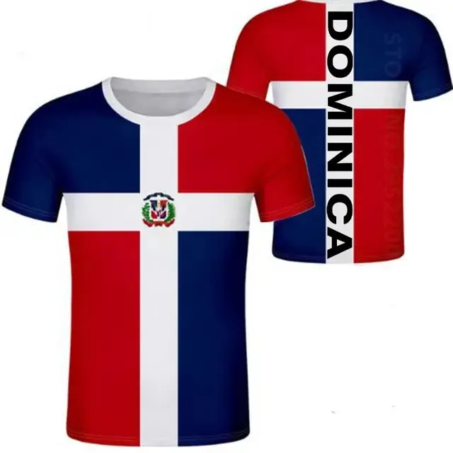 Fabricante de fábrica Hombres Jóvenes Nombre personalizado gratis Número Bandera de la nación República Dominicana Estampado de diseñador Camisetas para hombres