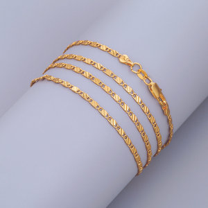 Collar Chapado en Oro de 18K, Cadena Plana de 2MM, Diseño Geométrico, Joyería de Moda Unisex, Regalo, Origen Yiwu - Product Image 1