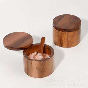 Acacia Wood Spice <b>Jar</b> With Lid Solid Seasoning Container <b>Kitchen</b> <b>Storage</b> <b>Jar</b> - Product Image 4