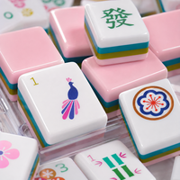Mahjong de luxe américain classique moderne aux couleurs pastel, design floral, tuiles en acrylique, supports inclus, sac de transport portable, 15 ans d'expérience