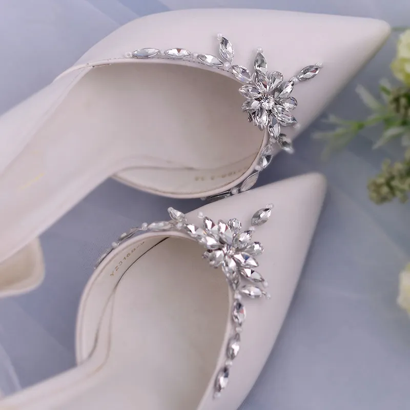 Женские свадебные зажимы для обуви со стразами, очаровательные украшения для обуви на высоком каблуке, Пряжка для обуви для женщин