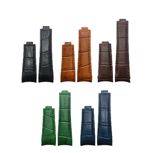 Correa de Reloj de Cuero de Lujo Hecha a Mano con Banda de Cocodrilo de Alta Gama, Correa de Reloj de Cuero Azul con Costuras - Product Image 1