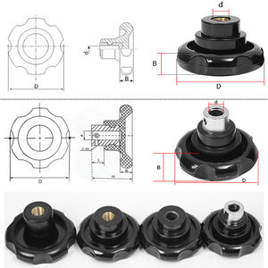 Bouton <span class=keywords><strong>de</strong></span> serrage à <span class=keywords><strong>tête</strong></span> lobeuse, boutons <span class=keywords><strong>de</strong></span> machine, filetés M8, plastique bakélite, femelle, ondulé, 50 mm, noir, moderne, noyau en fer gratuit - Product Image 2