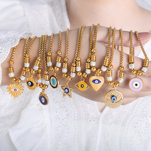 Moge Jewelry Pulsera de ojo con incrustaciones de cristal ajustable para mujer En Acier Inoxydable Pour Femme Star Heart Charm Pulsera de moda - Product Image 1