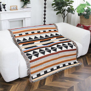 MOQ 1PC Tapisseries graphiques géométriquement régulières, couvertures décoratives, tapisseries avec glands, jeté en jacquard de loisirs - Product Image 2