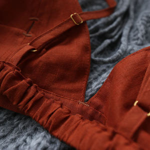 Conjunto de Bralette Inalámbrico de Cáñamo Natural, Sujetador Transpirable y Suave con Braguita, Almohadilla Anti-Protuberancia, Ideal para Pechos Pequeños, Lencería - Product Image 4