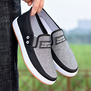 Scarpe da <span class=keywords><strong>uomo</strong></span> in tela con punta rotonda con <span class=keywords><strong>tacco</strong></span> piatto tinta unita scarpe per il tempo libero di alta qualità - Product Image 2