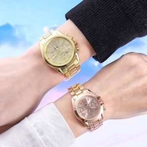 Nouvelle Collection : Ensemble de Montres Couple en Acier Inoxydable - Montre-bracelet Décontractée à Quartz Minimaliste avec Cadran à Chiffres Romains et Trois Cadrans, de Hangzhou - Product Image 4