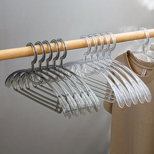 Cintres en plastique transparent de conception moderne <span class=keywords><strong>Lindon</strong></span> avec épaule large, barre antidérapante pour pantalon, cintre multifonction en cristal pour vêtements - Product Image 2