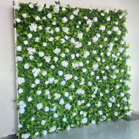 NINI Green 8ft Décoration Murale Florale Extérieure Faite à la Main, Fond de Scène Artificiel de Fleurs Simulées pour Mariage, Hôtel et Événements