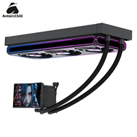 Refroidisseur de processeur liquide AntarcChill 360 AIO avec écran LCD de 5 pouces, résolution 720x1280, kit de radiateur de refroidissement par eau magnétique détachable
