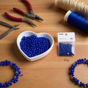 Perline Ilan Abalorios 4mm Blu Reale 50g per Creazione di Gioielli - Product Image 3