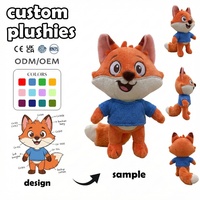 Peluches personnalisées, porte-clés poupée, renard de dessin animé en veste, souvenirs du zoo, poupée animal en peluche, Hello Kitty, poupée en peluche de 20 cm, personnalisable