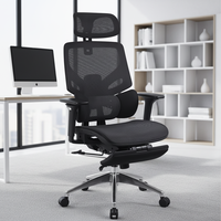 Chaise de bureau ergonomique à dossier haut JR RACING avec repose-pieds, design moderne, pivotante en maille pour usage professionnel