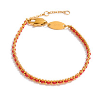 Bracelet en acier inoxydable plaqué or tendance JINYOU 6174, bracelet classique en polyester tissé rouge et noir