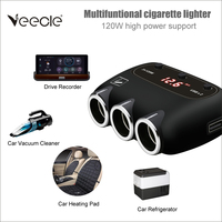 Offre Spéciale LCD AFFICHAGE 12-24V RAPIDE USB-C DANS-Chargeur de voiture Adaptateur Double USB Port 4.8A VOITURE Allume-cigare Splitter triple Socket