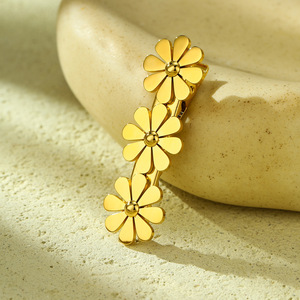 Pinza de pelo de acero inoxidable de alta gama para mujer, con diseño de pétalos de flores y circonia, estilo moderno y desordenado, de una sola pieza. - Product Image 4
