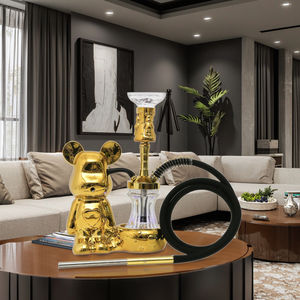 <span class=keywords><strong>Mini</strong></span> hookah de oso de cuidado con laca de resina de aluminio moderna con luz LED Dubai Sheesha Shisha - Product Image 1