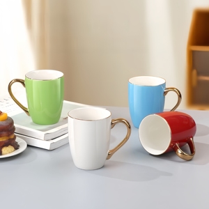 Ly sứ cao cấp sang trọng, tay cầm vàng, in hình tùy chỉnh, dùng uống cà phê, trà, sữa, dùng trong nhà, quà tặng Giáng sinh, tiệc tùng - Product Image 6