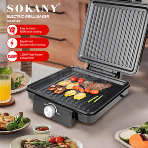 Grill multifonction SOKANY08143 pour steaks/sandwichs/paninis, commande mécanique, 1500W, housse anti-poussière incluse - Product Image 1