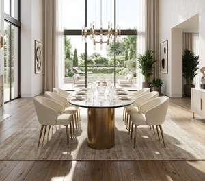 Luxury Modern Design Marble Top <strong>Stable</strong> Dining <strong>Table</strong> for Home Furniture Apartment Villa Hotel Dining Rooms - Product Image 1