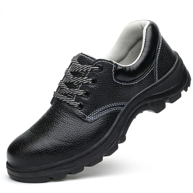 Chaussures de travail de construction anti-écrasement Chaussures de sécurité supérieures en cuir à bout en acier Semelle intermédiaire en acier coupe basse Chaussures en caoutchouc pour hommes Caoutchouc unisexe