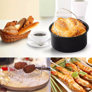 8-Inch 8-Piece Stainless Steel Accessory Kit for Household Use Includes Deep Double Grill Pizza Dish <strong>Air</strong> <strong>Fryer</strong> Cake <strong>Basket</strong> - Product Image 5