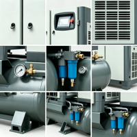 Compresseur d'air industriel à vis GiantAir CO2, portable, monophasé 220V, petit modèle 7,5KW, silencieux, pour usage automobile, 10HP, avec sécheur et réservoir de gaz, certifié CE