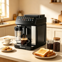 Machine à café automatique intelligente Anbolife avec pré-infusion, écran tactile, réservoir à lait intégré, moulin conique et fonction Wi-Fi