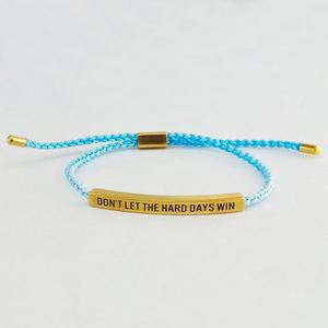 Joyería de inspiración de moda, regalo para mujeres y hombres, pulsera de cuerda trenzada ajustable con letras grabadas: NO DEJES QUE LOS DÍAS DIFÍCILES TE VENCAN - Product Image 2