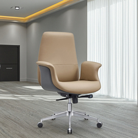 Chaise de bureau ergonomique pivotante moderne et abordable en tissu maillé et cuir, avec appui-tête et repose-pieds réglables, base en acier