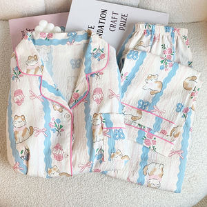 Baumwoll wolken New Cartoon Animal Print Pyjamas Frühling und Herbst Frau Langarm Langhose Sweet Homewear Anzug - Product Image 2
