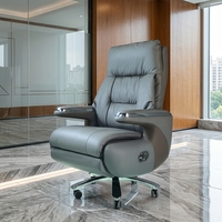 Fauteuil de Direction Pivotant de Luxe Moderne, Nouveau Design, Inclinable Manuel/Électrique, en Cuir Synthétique pour Usage Domestique