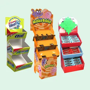 Custom Supermarket Retail Display Racks Corrugated Cardboard Floor Display Stand Chewing Gum Candy Display Stand