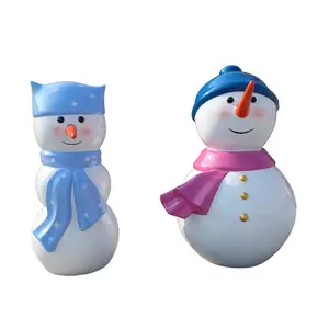 Estátua de personagem de boneco de neve de Natal em fibra de vidro para decoração de férias ao ar livre