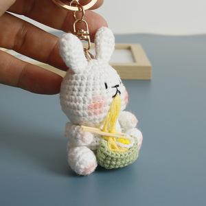 Porte-clés en tricot animalier, breloques de sac, pendentif <span class=keywords><strong>lapin</strong></span> mignon Kawaii <span class=keywords><strong>pour</strong></span> sac à dos et sac à main, cadeau fait main, porte-clés <span class=keywords><strong>lapin</strong></span> au crochet - Product Image 3