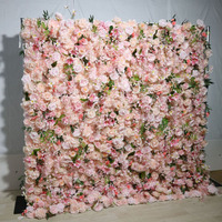 Mur de fleurs artificielles 3D en rouleau, rose et lys roses, pour décoration de toile de fond de mariage, d'événements et de scènes