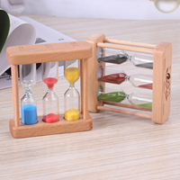 Set Jam Pasir Kayu untuk Menyikat Gigi, Menyeduh Teh, 125 Menit, Desain Minimalis Modern, Hadiah Kreatif, Ornamen