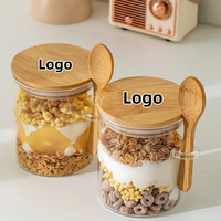 Pot de stockage en verre borosilicate en gros, récipient de rangement en verre pour épices avec couvercle et cuillère pour la maison