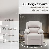 Fauteuil inclinable manuel simple pour adultes, pivotant à 360°, en tissu rembourré, robuste, pour salon