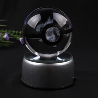 Boule en cristal K9 sculptée et gravée au laser avec base lumineuse USB pour cadeau de Noël