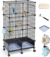 Cage à oiseaux polyvalente multicouche empilable, grande cage d'élevage pour oiseaux, plateau amovible en fil de fer pour agapornis, perruche, ara, perroquet