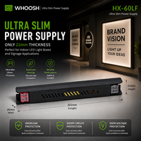 HX-60LF-12 60W 220V 12V 5A Alimentation LED AC/DC ultra-mince en aluminium pour éclairage public, transformateur de driver d'éclairage