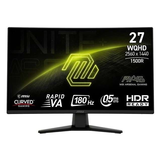 27" Monitor (LED 2560x1440 QHD 2K 180Hz) for MAG 274CQF Curved Black 0.5ms Response Time Rapid VA Panel