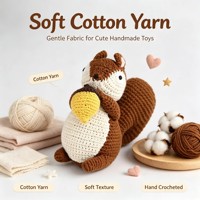 Jouet en crochet fait main en forme d'écureuil amigurumi, en coton doux, rembourré, avec acorn, fabrication directe, jouet en peluche personnalisé pour enfants, cadeau